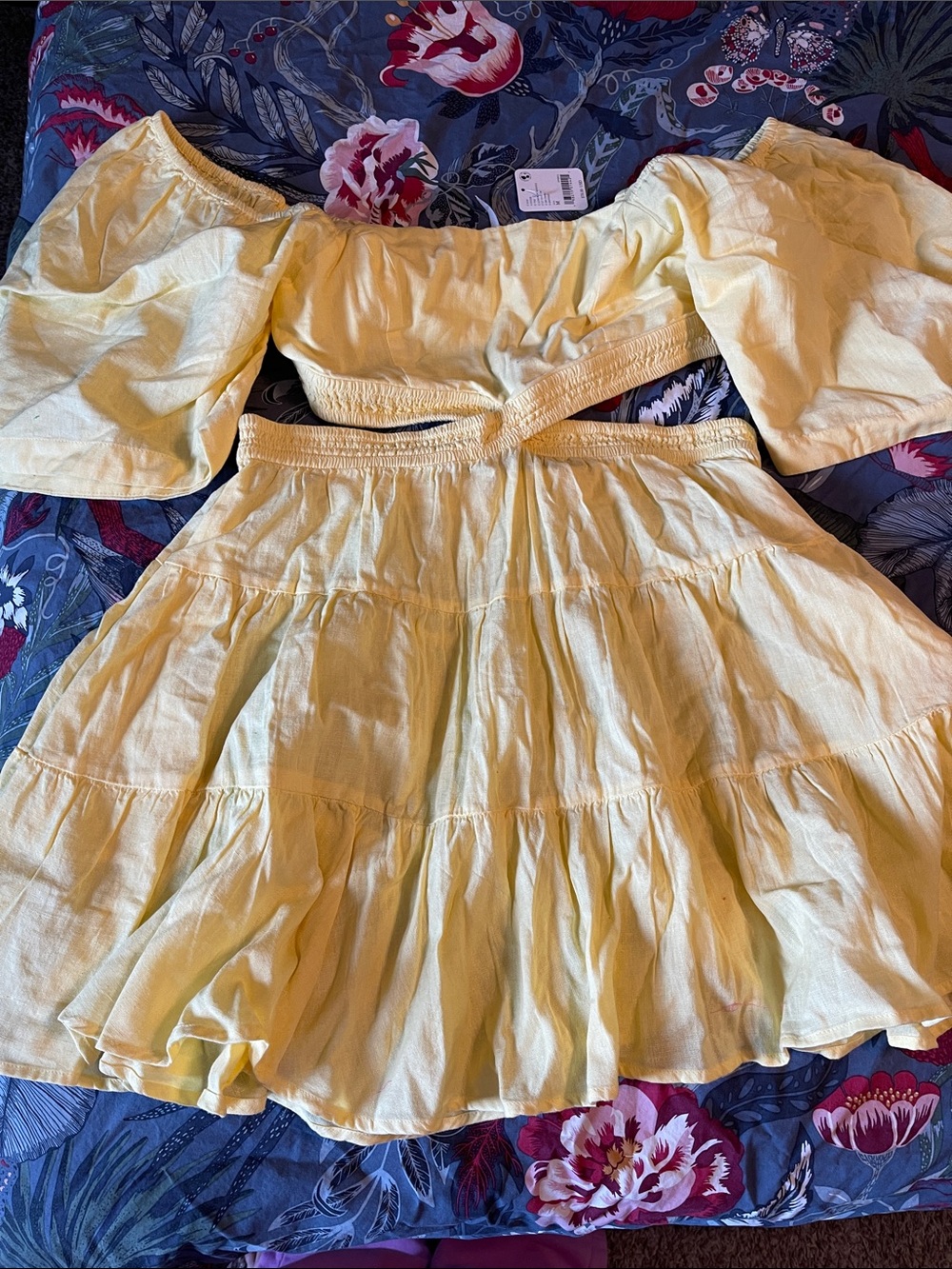 Free People Light Yellow Off-Shoulder Mini Dress